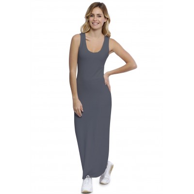 Robe droite longue col rond sans manches en modal MARIE