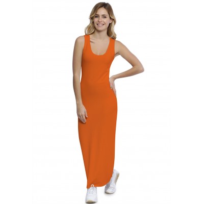 Robe droite longue col rond sans manches en modal MARIE