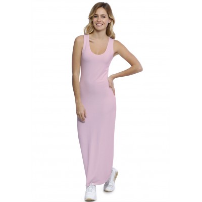 Robe droite longue col rond sans manches en modal MARIE