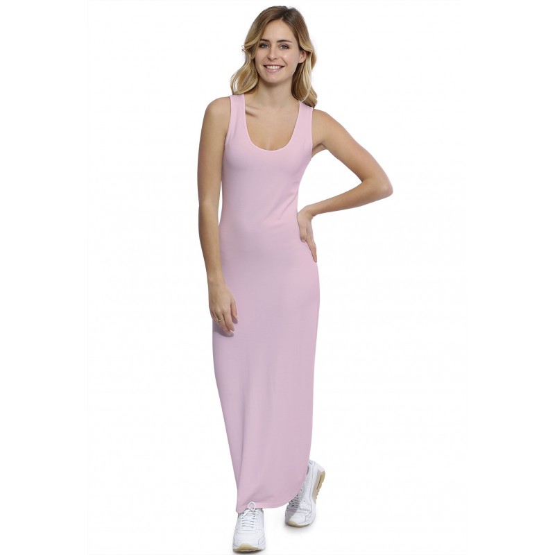 Robe droite longue col rond sans manches en modal MARIE Robe droite longue col rond sans manches en modal MARIE