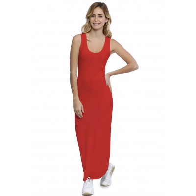 Robe droite longue col rond sans manches en modal MARIE