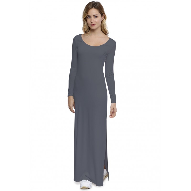Robe longue col rond manches longues en modal ECLIPSE Robe longue col rond manches longues en modal ECLIPSE