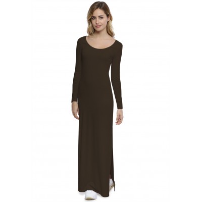 Robe longue col rond manches longues en modal ECLIPSE