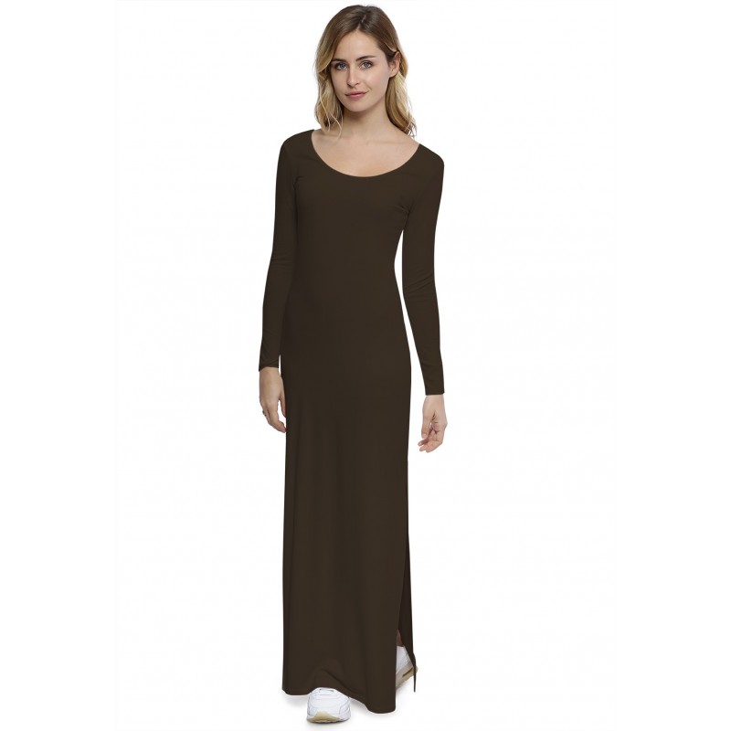Robe longue col rond manches longues en modal ECLIPSE