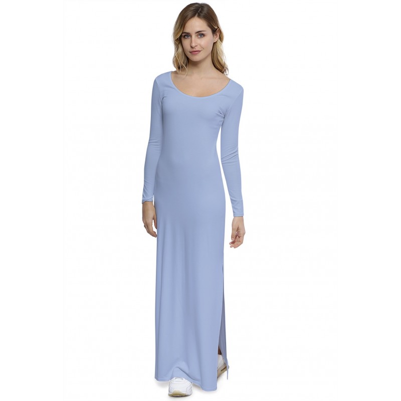 Robe longue col rond manches longues en modal ECLIPSE