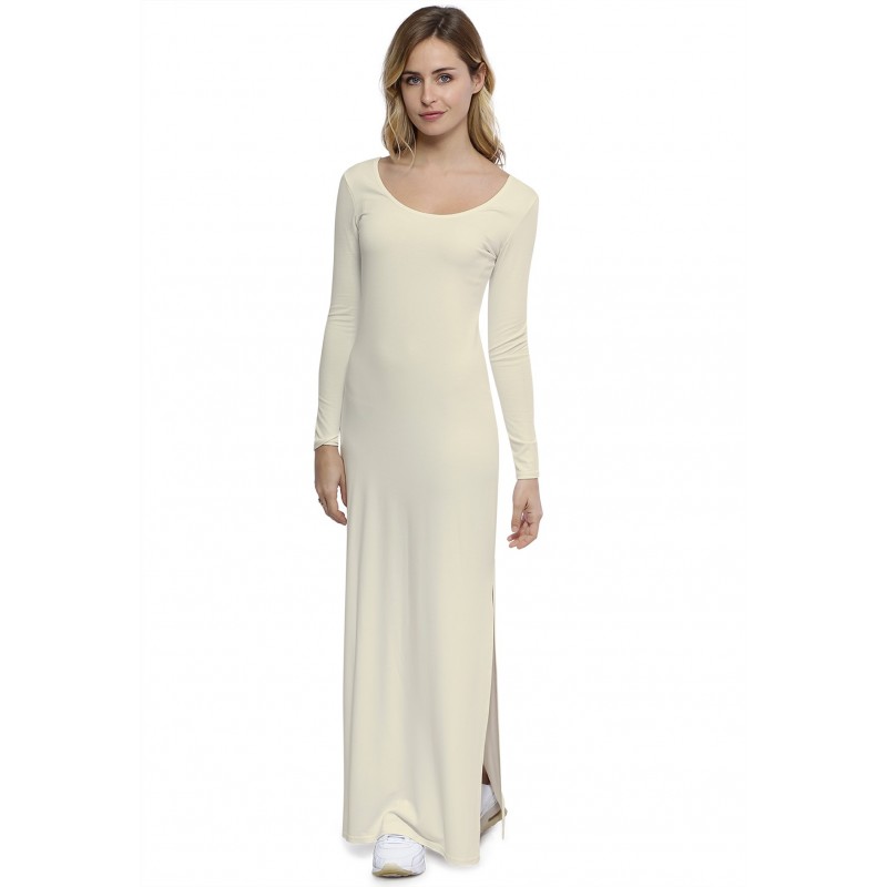 Robe longue col rond manches longues en modal ECLIPSE Robe longue col rond manches longues en modal ECLIPSE