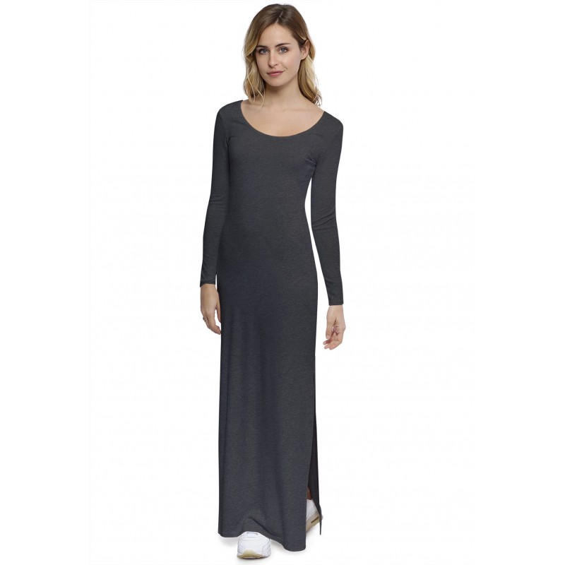 Robe longue col rond manches longues en modal ECLIPSE Robe longue col rond manches longues en modal ECLIPSE