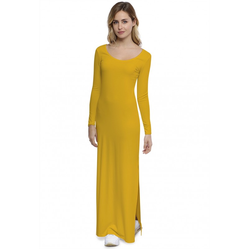 Robe longue col rond manches longues en modal ECLIPSE Robe longue col rond manches longues en modal ECLIPSE