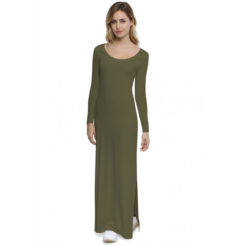 Robe longue col rond manches longues en modal ECLIPSE Robe longue col rond manches longues en modal ECLIPSE