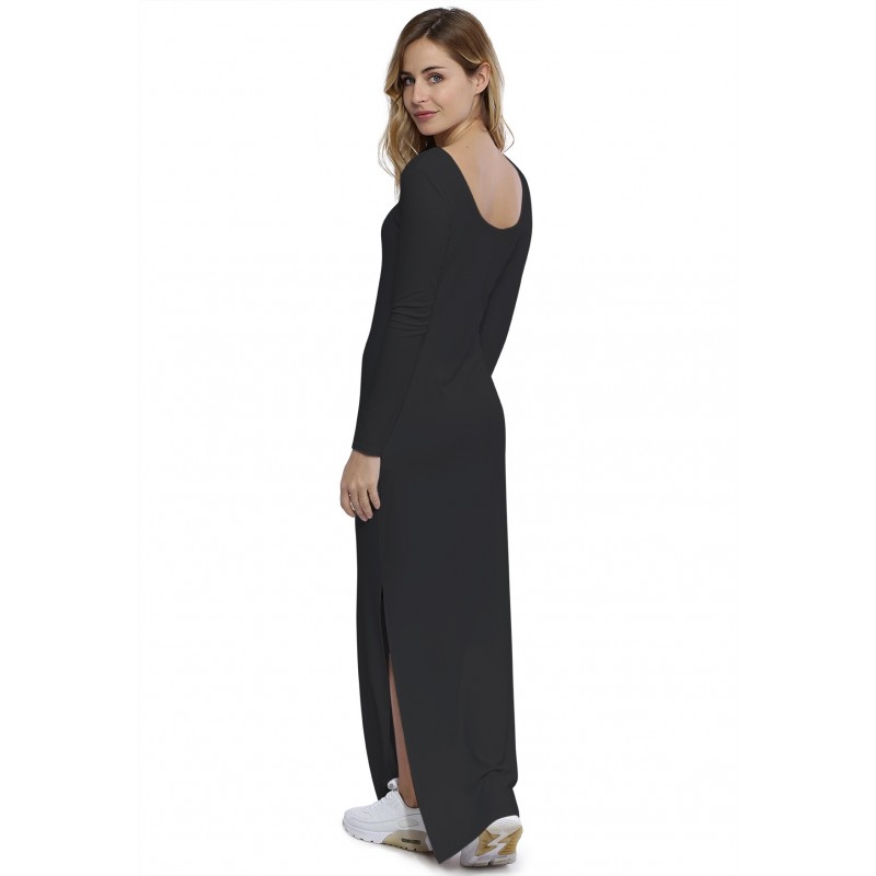 Robe longue col rond manches longues en modal ECLIPSE Robe longue col rond manches longues en modal ECLIPSE