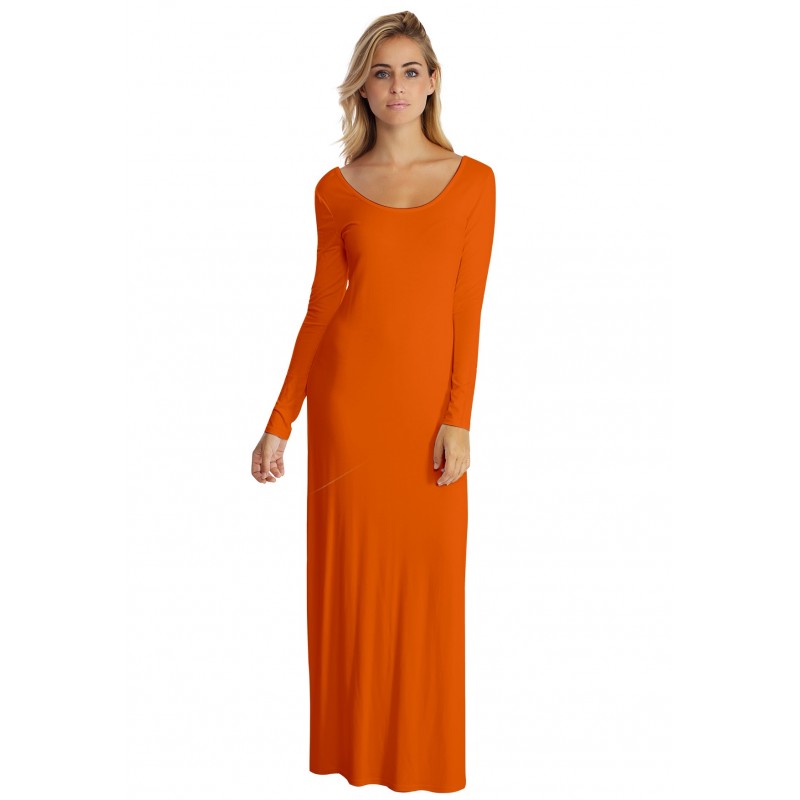 Robe longue col rond manches longues en modal ECLIPSE Robe longue col rond manches longues en modal ECLIPSE