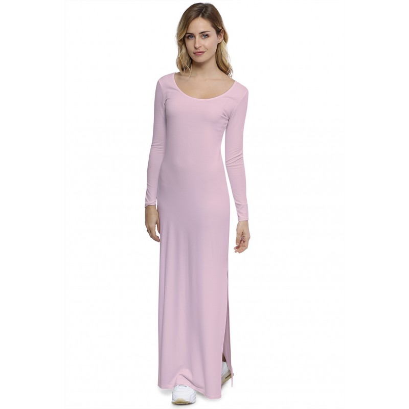 Robe longue col rond manches longues en modal ECLIPSE Robe longue col rond manches longues en modal ECLIPSE