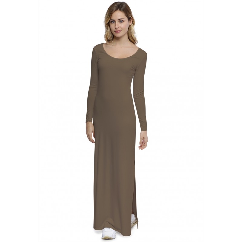 Robe longue col rond manches longues en modal ECLIPSE Robe longue col rond manches longues en modal ECLIPSE