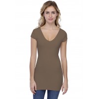 T-shirt long col V manches courtes capes en modal VIVI07