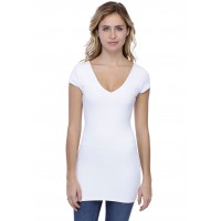 T-shirt long col V manches courtes capes en modal VIVI07