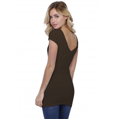 T-shirt long col V manches courtes capes en modal VIVI07