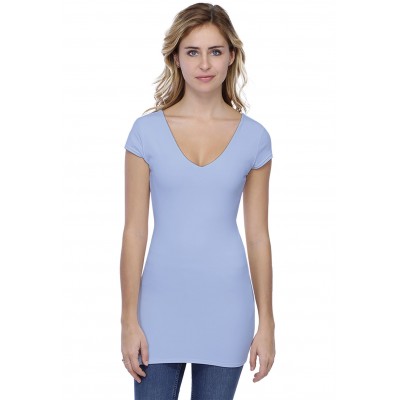 T-shirt long col V manches courtes capes en modal VIVI07