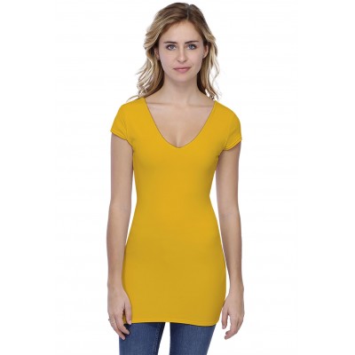T-shirt long col V manches courtes capes en modal VIVI07