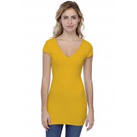T-shirt long col V manches courtes capes en modal VIVI07