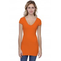 T-shirt long col V manches courtes capes en modal VIVI07