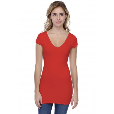 T-shirt long col V manches courtes capes en modal VIVI07