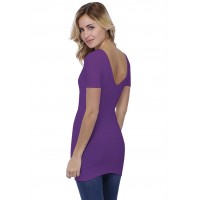 T-shirt long col V doublé manches courtes en modal VIVI08
