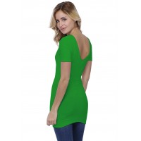 T-shirt long col V doublé manches courtes en modal VIVI08