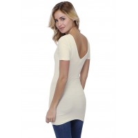 T-shirt long col V doublé manches courtes en modal VIVI08