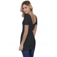 T-shirt long col V doublé manches courtes en modal VIVI08