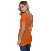 T-shirt long col V doublé manches courtes en modal VIVI08