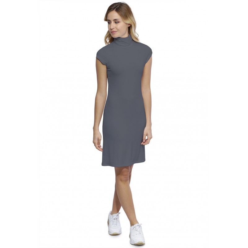 Robe col roulé manches courtes capes en modal CINDY17 Robe col roulé manches courtes capes en modal CINDY17