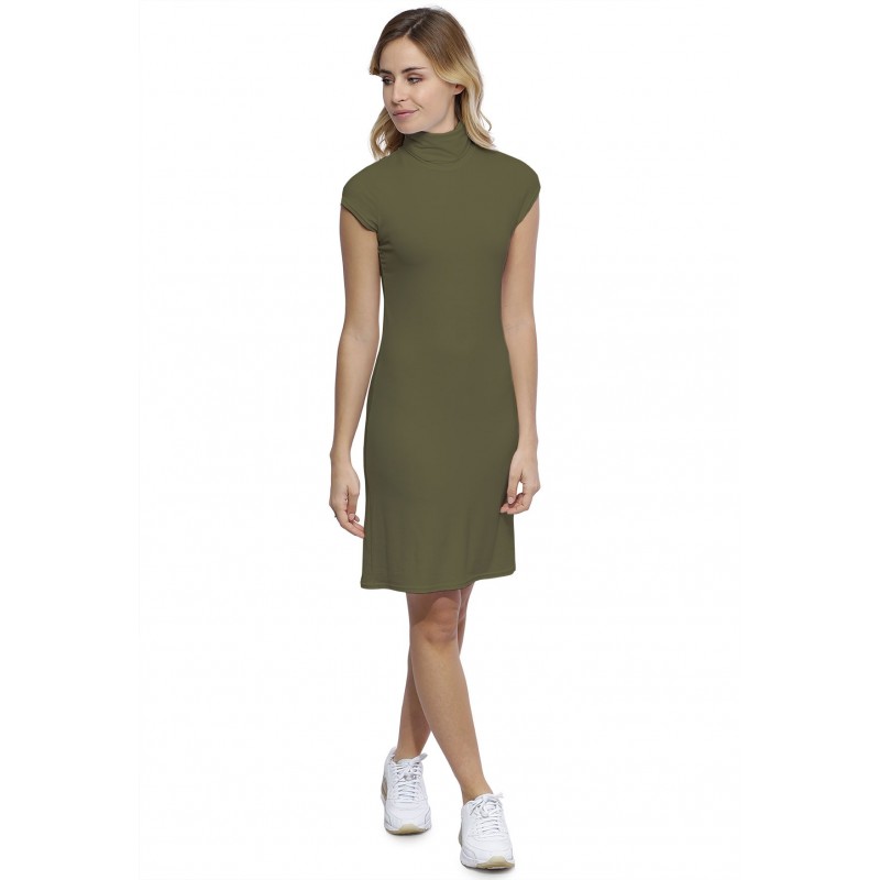 Robe col roulé manches courtes capes en modal CINDY17 Robe col roulé manches courtes capes en modal CINDY17