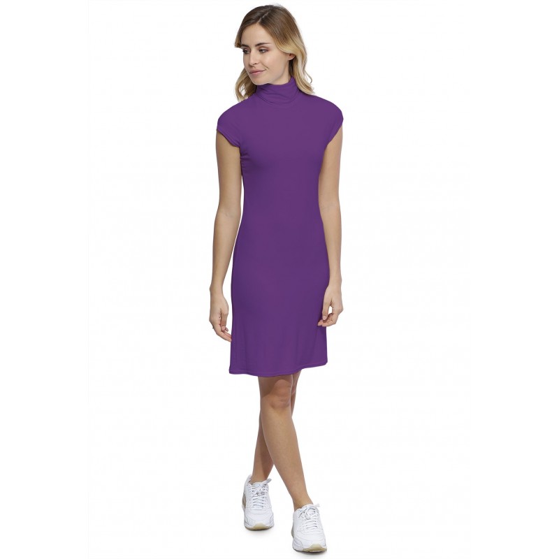 Robe col roulé manches courtes capes en modal CINDY17 Robe col roulé manches courtes capes en modal CINDY17