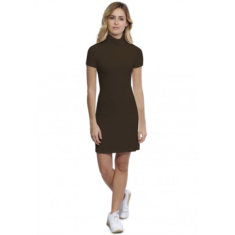 Robe col roulé manches courtes en modal CINDY18 Robe col roulé manches courtes en modal CINDY18