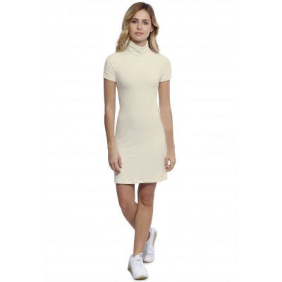 Robe col roulé manches courtes en modal CINDY18