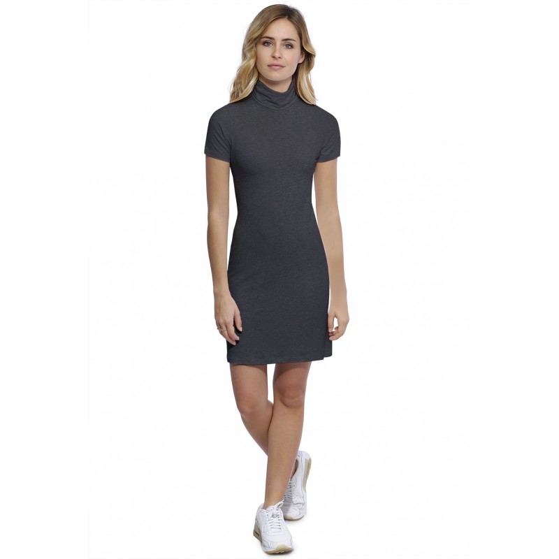 Robe col roulé manches courtes en modal CINDY18 Robe col roulé manches courtes en modal CINDY18