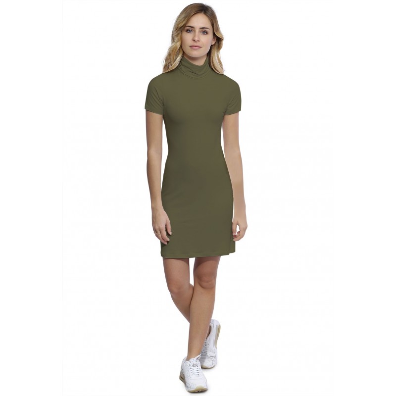 Robe col roulé manches courtes en modal CINDY18 Robe col roulé manches courtes en modal CINDY18