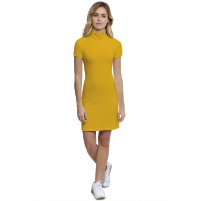 Robe col roulé manches courtes en modal CINDY18
