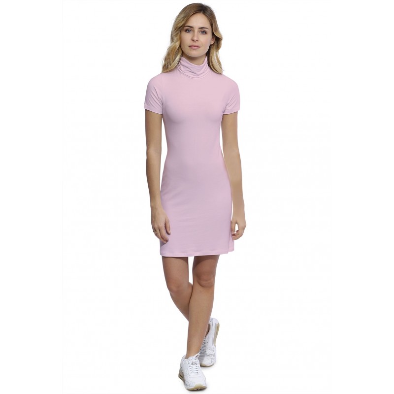 Robe col roulé manches courtes en modal CINDY18 Robe col roulé manches courtes en modal CINDY18