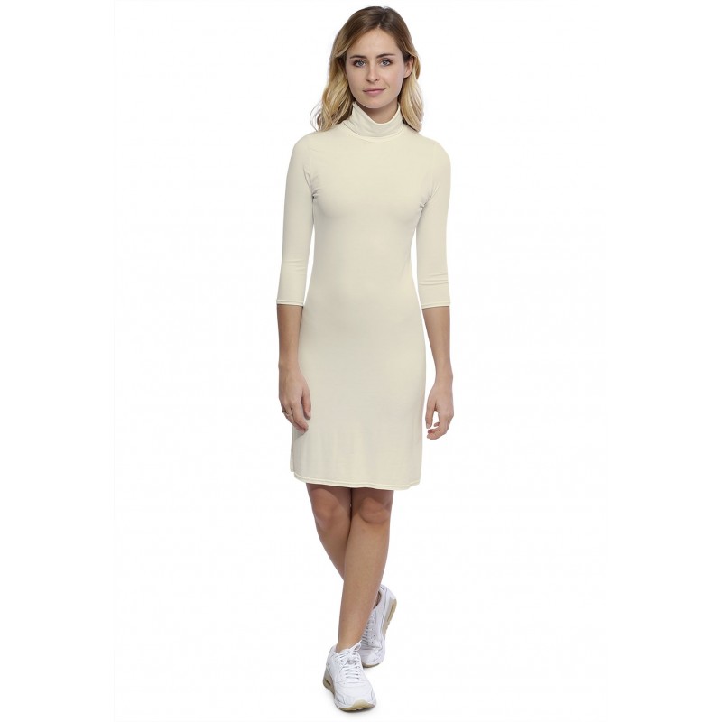 Robe col roulé manches 3-4 en modal CINDY19 Robe col roulé manches 3-4 en modal CINDY19