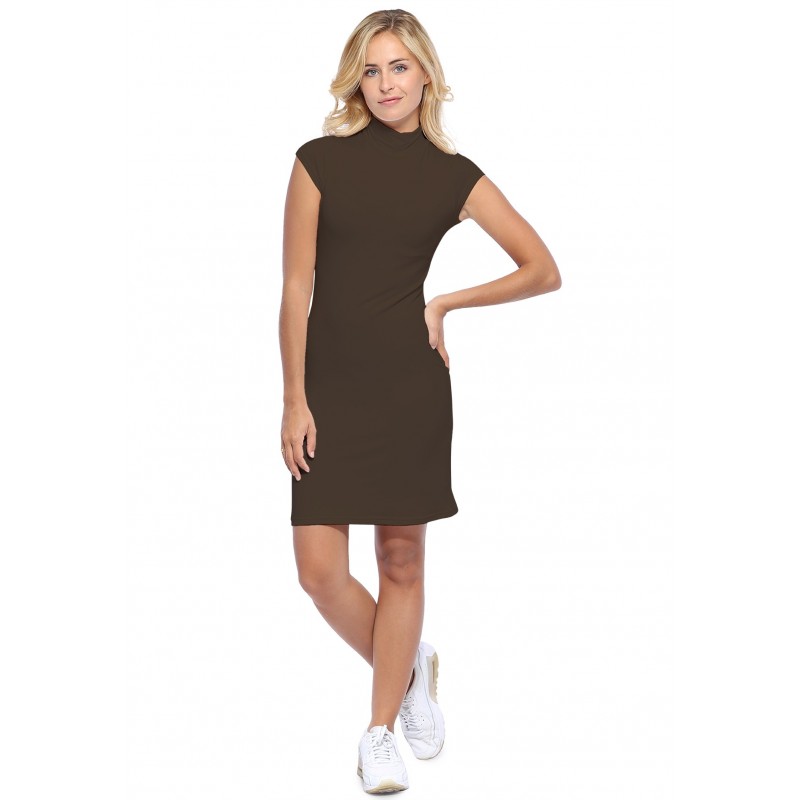 Robe col montant manches courtes capes en modal PENNY17 Robe col montant manches courtes capes en modal PENNY17