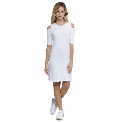 Robe col rond épaules nues manches courtes en modal LUNA