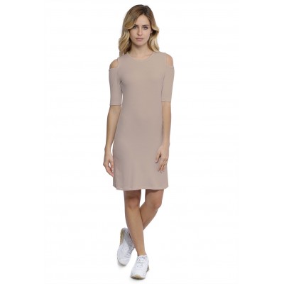 Robe col rond épaules nues manches courtes en modal LUNA