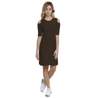 Robe col rond épaules nues manches courtes en modal LUNA