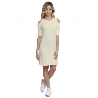 Robe col rond épaules nues manches courtes en modal LUNA