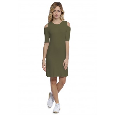 Robe col rond épaules nues manches courtes en modal LUNA