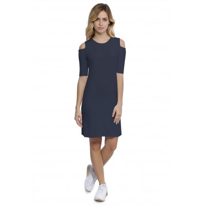 Robe col rond épaules nues manches courtes en modal LUNA
