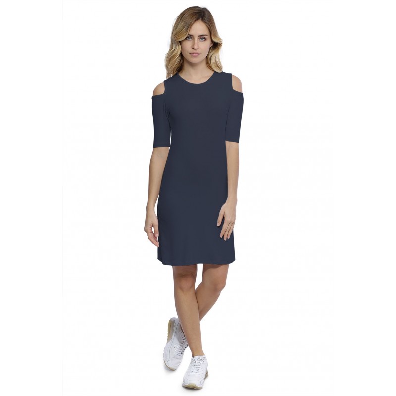 Robe col rond épaules nues manches courtes en modal LUNA Robe col rond épaules nues manches courtes en modal LUNA