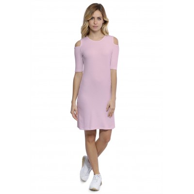 Robe col rond épaules nues manches courtes en modal LUNA