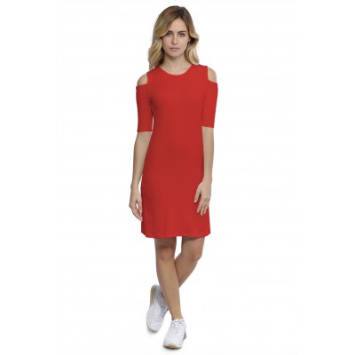 Robe col rond épaules nues manches courtes en modal LUNA